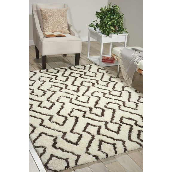 Nourison Galway Trellis Ivory/Chocolate 5' x 7' Area Rug, (5x7)