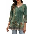 thumbnail image 3 of Weardear Womens V Neck 3/4 Sleeve Dressy Blouses Casual Loose Fit Tunic Tops Boho Business Blouses, 3 of 7