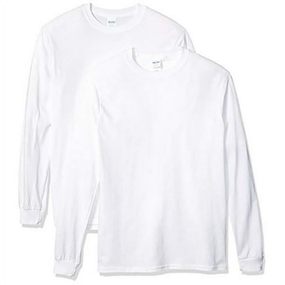 Gildan Men's Heavy Cotton Long Sleeve Crew Neck T-Shirt, 2 Pack