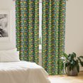 thumbnail image 2 of Ambesonne Dog Curtains, Assorted Cartoon Style Pets, Pair of 28"x95", Hunter Green Multicolor, 2 of 5
