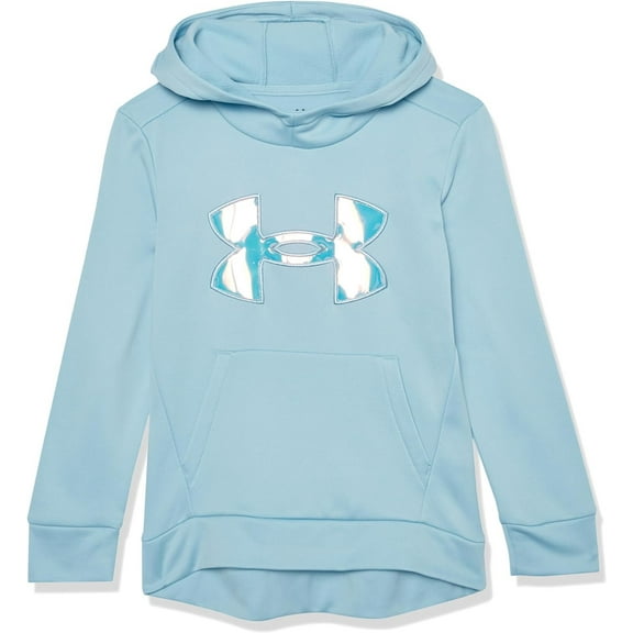 Under Armour girls ArmourFleece Iridescent Big Logo Hoodie, 490 Blizzard / / Iridescent, X-Large
