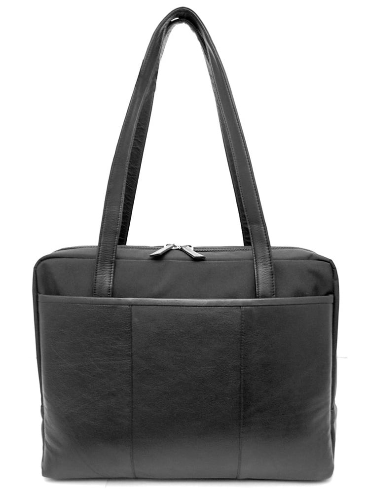 Winn International Leather Tote Bag Handbag with Three Compartments