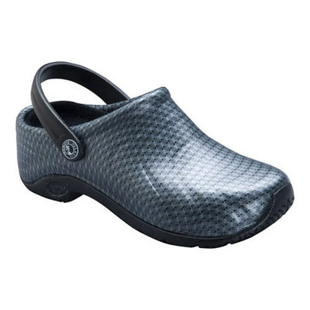 

Anywear Zone Women s Healthcare Professional Injected Clog with Backstrap 8 Black Silver Pattern