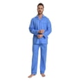 thumbnail image 4 of GLOBAL Men's 100% Cotton Long Sleeve Pajama Set, Breathable Lightweight Button Down Nightwear with Pants, S-3XL, 4 of 7