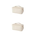 thumbnail image 4 of Ounissouiy Bolsa de almacenamiento de cosméticos Bolsa de artículos de tocador de cuero de PU Bolsillo de maquillaje portátil Blanco 2Conjunto, 4 of 6