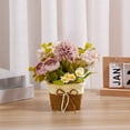 thumbnail image 4 of Yonrjhukm Artificial Flower Potted Desktop Ornaments, Faux Green Plant Table Decoration, Silk Cloth Artificial Flowers with Woven Basket for Home, Office, and Hotel Decoration, 4 of 7