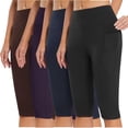 thumbnail image 2 of Elainilye Fashion Leggings for Women 4PC High Waisted Yoga Pants Workout Leggings Capris for Casual Summer with Pockets,Red, 2 of 7
