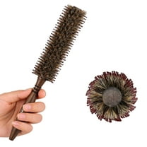 Small Round Boar & Nylon Bristle Brush-1.8 Inch, Roller Styling Hairbrush for Blow Drying Curling Men & Women's Short, Thin, Fine Hair, Wooden Handle