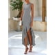 thumbnail image 4 of Vestido largo PRETTYGARDEN 2025 sin mangas con volantes, color gris sirena, 4 of 8