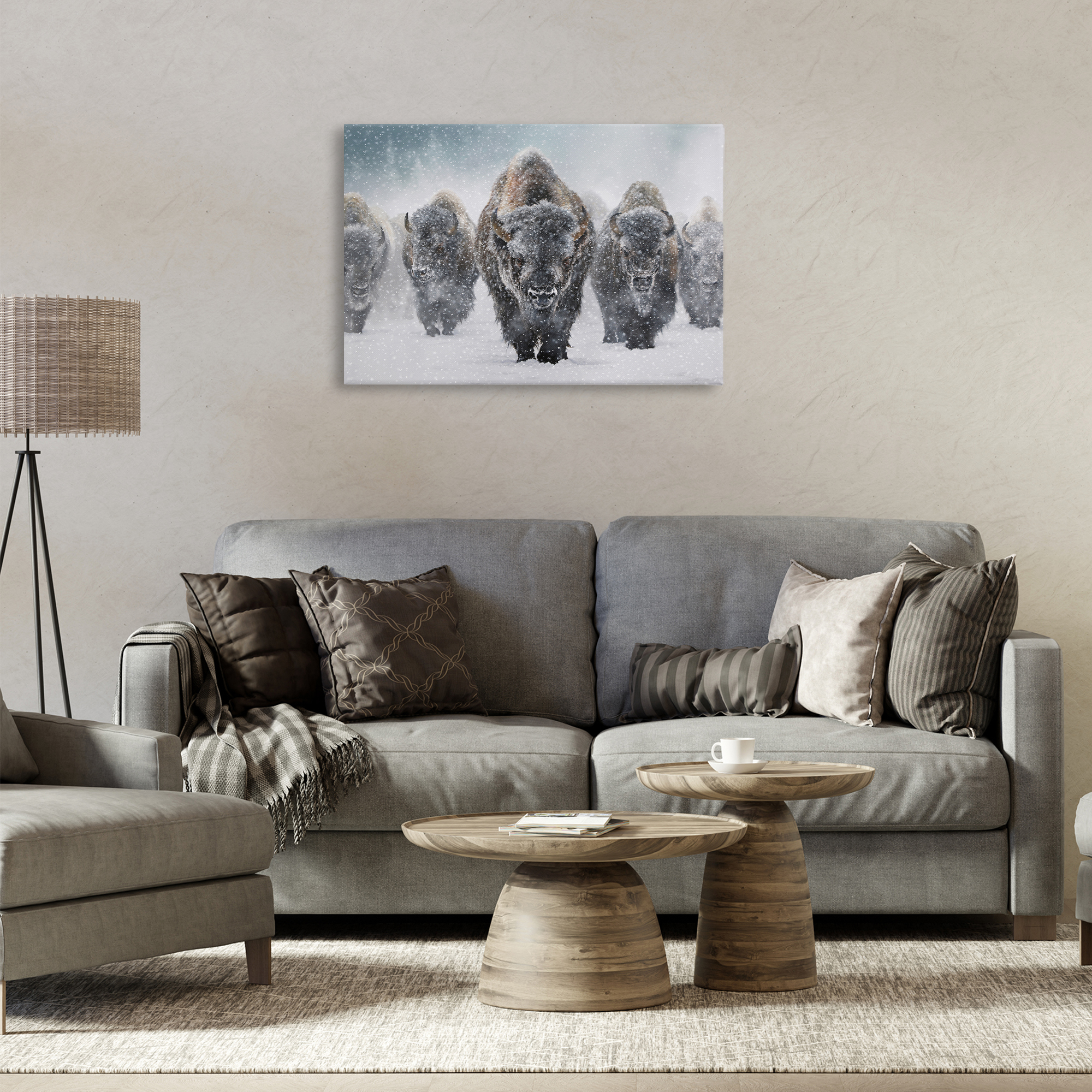 Stupell Industries Indomitable Bison in Snow Animals Photography Wrapped Canvas Art Print Wall Art, 30 x 20