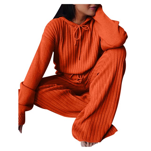 Conjunto informal de dos piezas con capucha y manga larga para mujer, de color liso - Material de poliéster, tallas S-XXL, adecuado para ropa deportiva de primavera/otoño