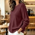 thumbnail image 5 of Liuinsasek Women's Crew-Neck Knit Sweater Solid Color Casual Long-Sleeved Loose-Fit Basic Pullover Easy Layering Piece ，Fashion Winter Outfits，Cozy Lounge Wear, 5 of 8