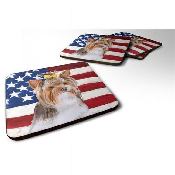 Yorkshire Terrier No.2 Patriotic Foam Coaster - Set of 4