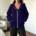 thumbnail image 6 of Zip Up Hoodie Women Oversized Lightweight Casual Fall Fleece Jackets Long Sleeve Drawstring Light Cute Baggy Full Zip Hooded Sweatshirt with Pockets Navy M, 6 of 7