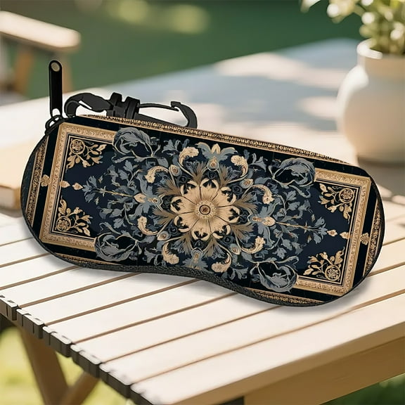 Luxury Floral Design Neoprene Eyeglasses Case with Zipper - Ultra-Light Travel Glasses Pouch, Fits All Sunglasses, Eyeglasses & Accessories