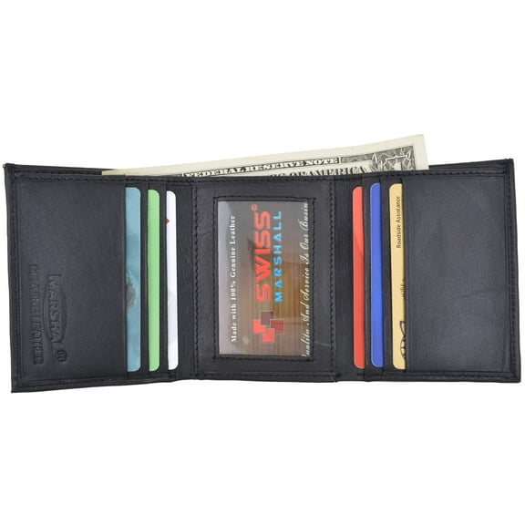 Swiss Marshal Men's Classic Trifold Credit Card ID Money Holder Soft Genuine Leather Wallet SM-P1155