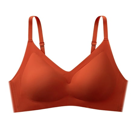 Pavied Sports Bra Push Up Bra Wireless Bras for Women Women s Traceless Steel Rimless Small Chest Gathered And Folded Anti Sagging Sports Beautiful Back Bra Seamless Bras Backless Bra Orange S