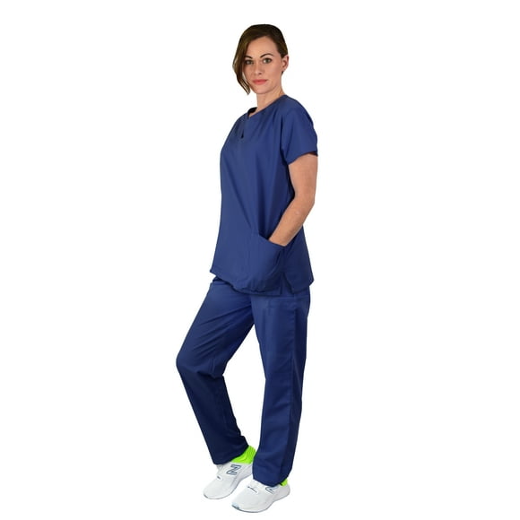 Women's Medical Nursing Scrub Set GT Original V-neck Top and Pant-Indigo-X-Large