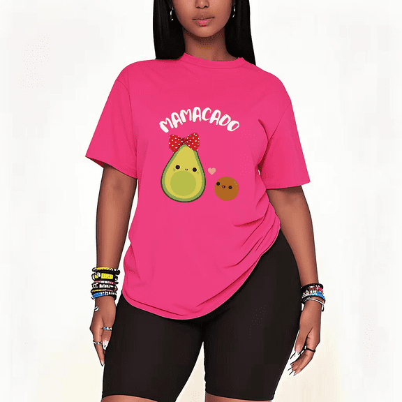 Womens 2 Piece Oversized Lounge Outfit Casual Summer Sets Funny Avocado Graphic Cute Printed Crew Neck T-Shirt and Shorts Matching Clothing Sets-Pink-XL