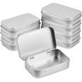 thumbnail image 1 of 95 x 62 x 20mm Empty Rectangular Hinged Tin Box with Lid (Silver) 8 Pieces, 1 of 5