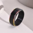 thumbnail image 3 of PAURO Men's Stainless Steel 8mm Rotatable Black Rainbow Wedding Band Ring High Polish Size 8, 3 of 6