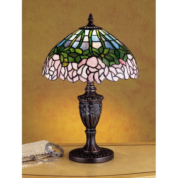 30343 Meyda 18" High Tiffany Cabbage Rose Accent Lamp
