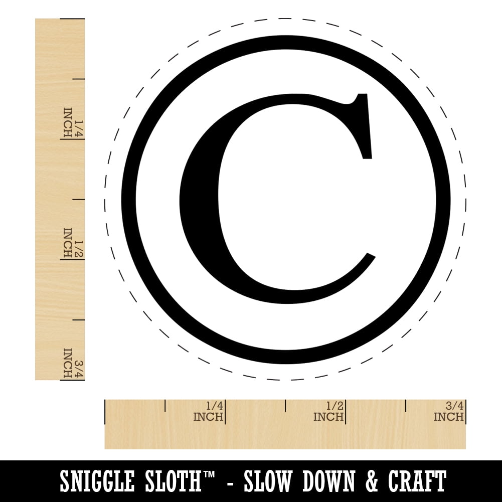 Copyright Symbol Self-Inking Rubber Stamp Ink Stamper - Brown Ink - Small 3/4 Inch