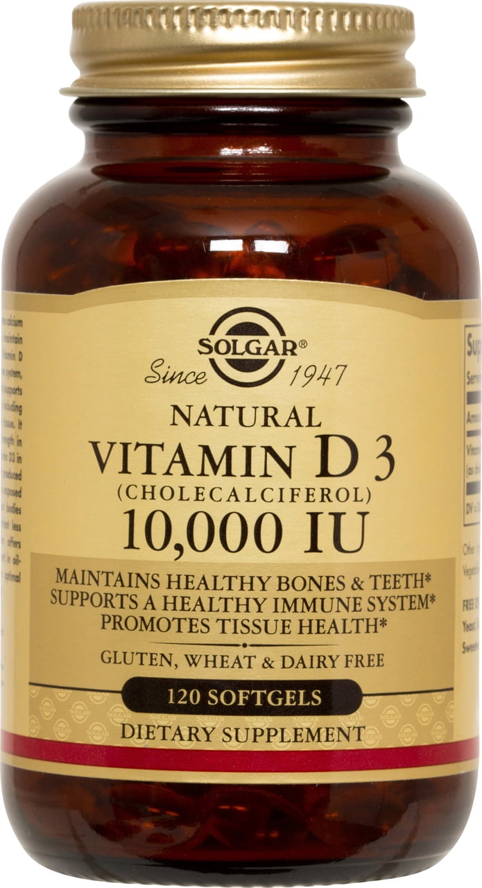Solgar Vitamin D3 Cholecalciferol 10,000 IU Softgels 120 ct Walmart