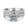 thumbnail image 5 of TAIAOJING 2Pcs White Square Diamond Ring White Zircon Ring Couple Ring Set Fashion Couple Diamond Ring Women Marriage Proposal Zircon Ring 5 12, 5 of 8