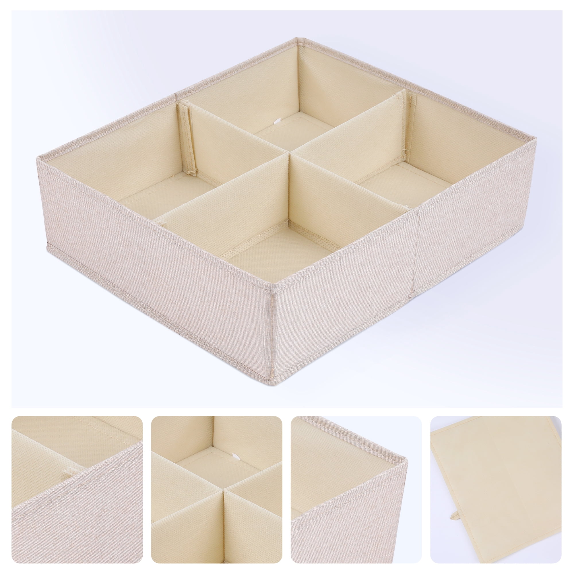 Unique Bargains Fabric Collapsible Storage Bin for Closet Organizers Beige 14"x12"x3.9"