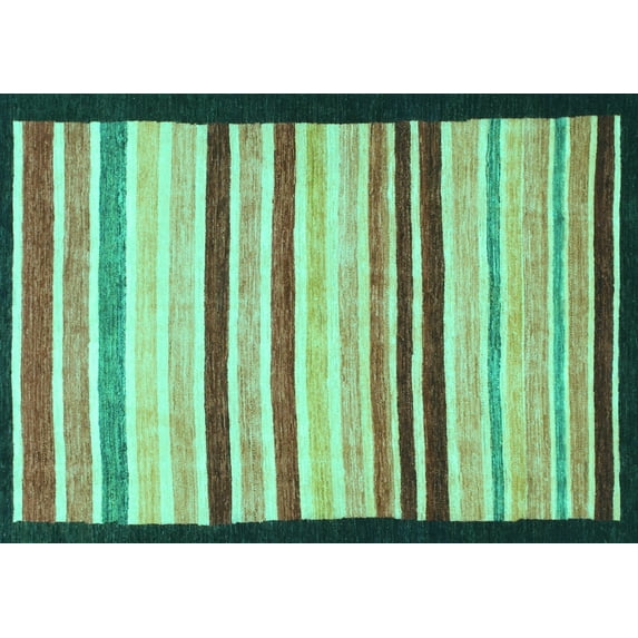 Ahgly Company Indoor Rectangle Abstract Turquoise Blue Modern Area Rugs, 3' x 5'