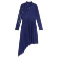 thumbnail image 6 of YiZYiF Lyrical Dance Dress for Women Sequins Long Sleeve Tulle Skirt Contemporary Dancing Clothes Navy Blue L, 6 of 7