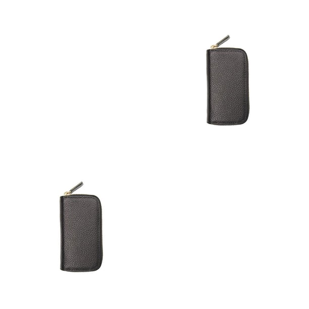 Sonducket Estuche de cuero para llaves Tarjetero Cremallera Color sólido Monedero Monedero Moda Multifuncional Unisex Ama de llaves Negro Negro 2Conjunto