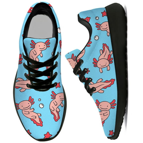 Uminder Womens Tennis Shoes Axolotl Sneakers Black Shoes Size 5.5