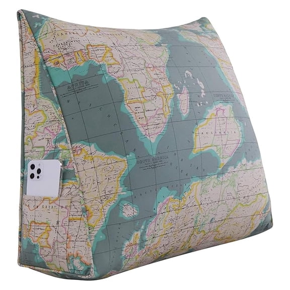 Ergonomic Reading Bed Rest Pillow Triangular Headboard Backrest for Sitting in Bed Positioning Wedge Back Support Reclining Pillows Decorative Pattern Large Sofa Bolster Pillows 24x8x20 in