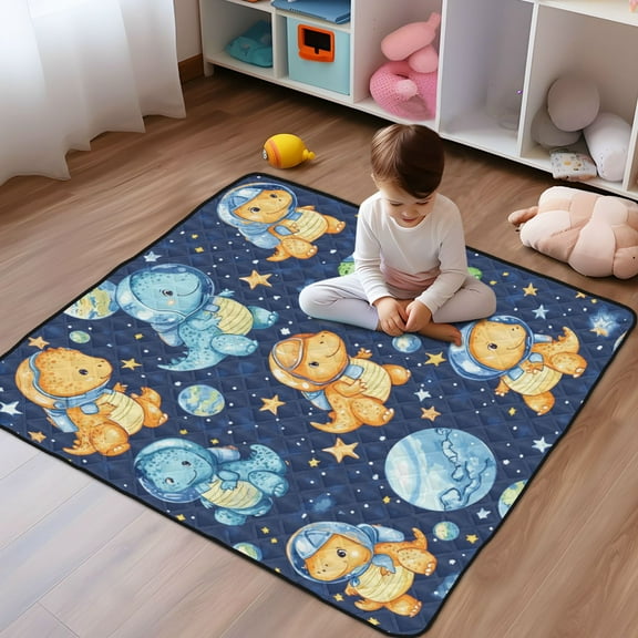 WOBOGO Colorful Dinosaur Patterns Baby Playmats Extra Large Waterproof Rollable Activity Pads for Toddlers 50×50inch