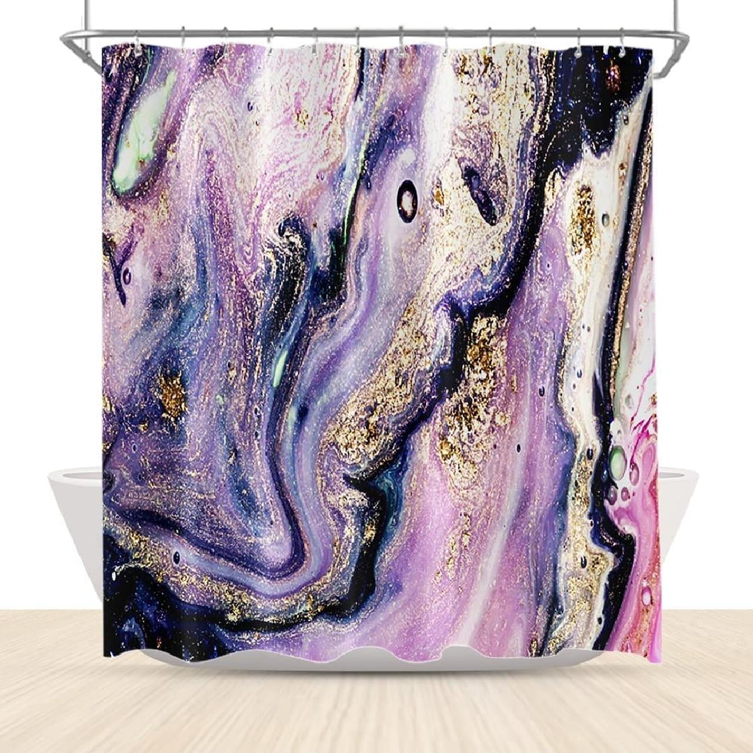 Purple Marble Shower Curtains Modern Abstract Art Violet Mineral