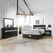 Matrix Traditional Style Full 4 PC Storage Bedroom Set made with Wood  in Black