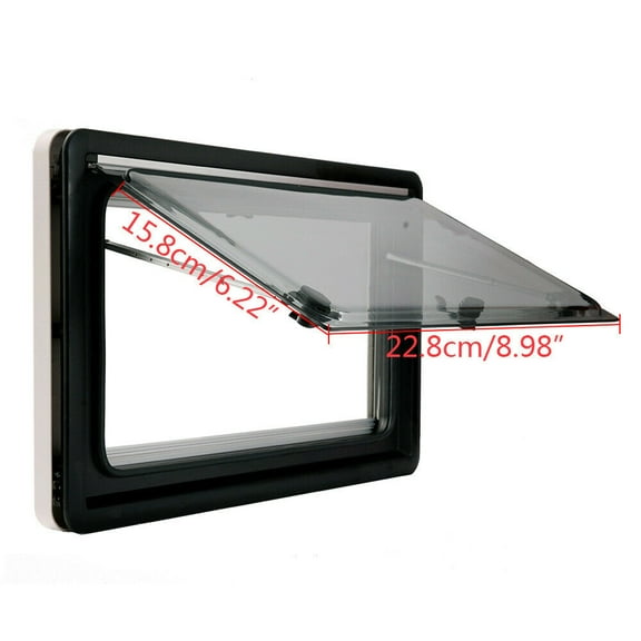 Miumaeov RV Top Hinged Window External Push Window with Awning Screen& Blind for Trailer Yacht Ship Aircraft Boat 13.78*11.02in
