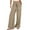 Khaki, variant on IDALL Linen Pants Women Wide Leg Pants Woman Women Solid Color Cotton And Linen Patchwork Pockets With Elastic Waist Casual Pants Baleaf Pants Women Summer Pants Army Green L