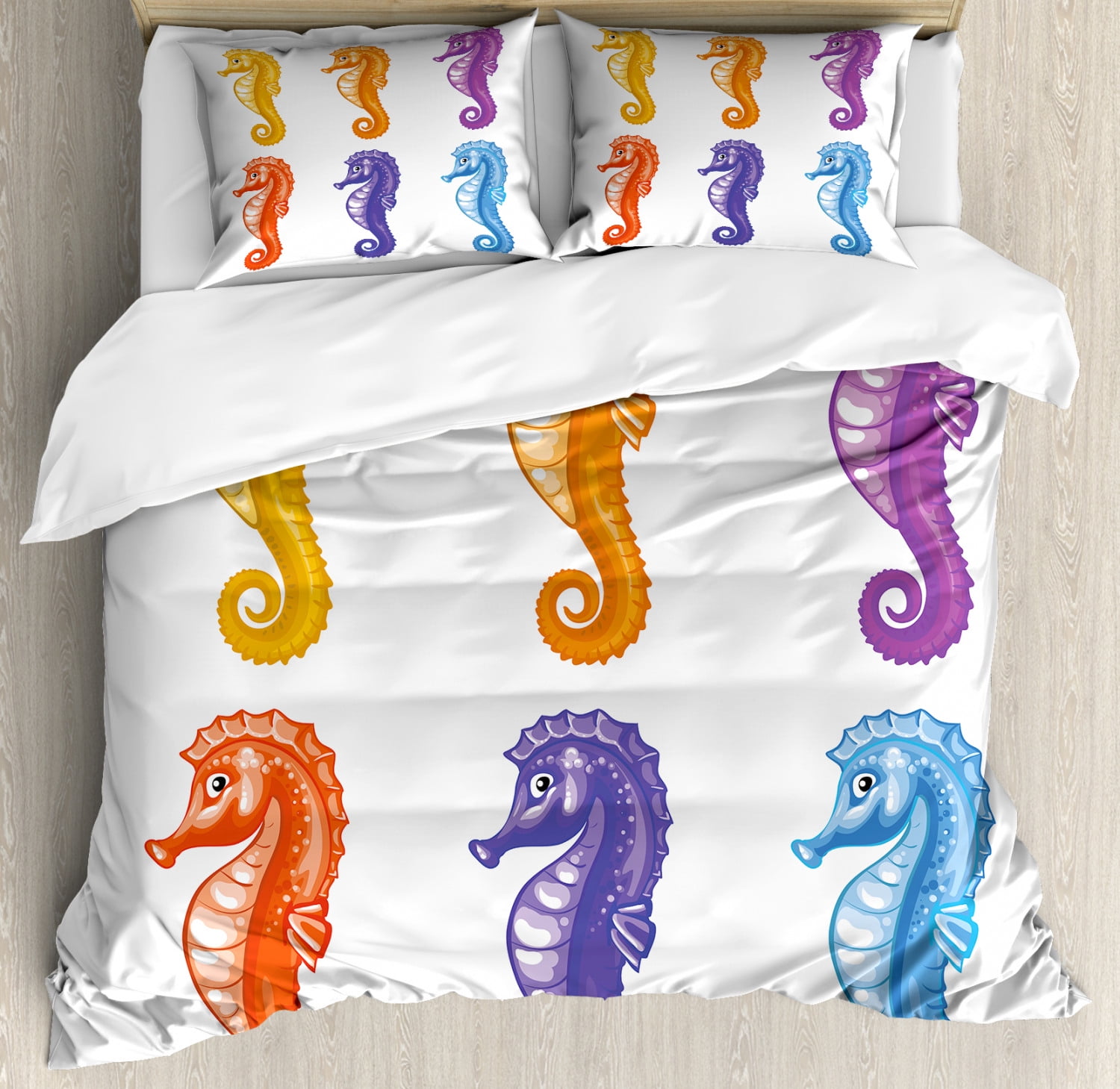 100/% Cotton FullQueen Size Pair of Pillowcases Seahorses