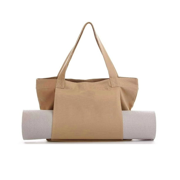 Lolmot Canvas Tote Bag with Yoga Mat Weight-Bearing Pocket, Suitable for  Office, Workout, Pilates, Travel, Beach and Gym Use Tote Bag