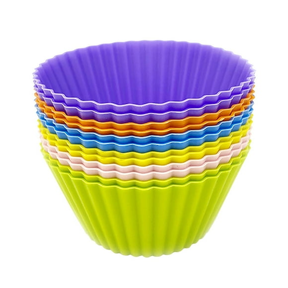 Daisyyozoid Moule à Muffins et Cupcakes en Silicone 12 Pcs Outil de Pâtisserie Réutilisable Tasse à Pudding Ronde
