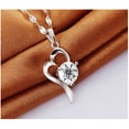 thumbnail image 5 of Emma Manor 14k White Gold Plated 1.5ct Cubic Zirconia "OL" Style Heart Pendant Necklace For Women, 5 of 6