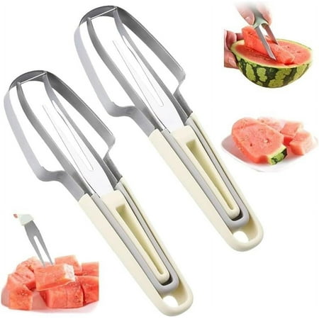 

HGEGPO Cutting Tool Stainless Steel Watermelon Cutter Fruit Clip Multi Functional Household Fruit Divider 2pc