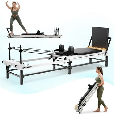 Syedee Foldable Pilates Reformer Machine, Balanced Body Pilates Exercise Equipment with Jump Board and Storage Bag