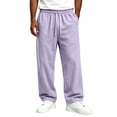 thumbnail image 3 of Hearthz Men's Baggy Sweatpants Wide Leg Lounge Jogger Pants Men Lightweight Drawstring Mens Sweat Pants with Pockets Light Purple XXL, 3 of 8