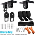 thumbnail image 7 of Ceiling Ladder Hoist, Heavy Duty Pulley System for Garage Storage, Ladder Hanger Hold Up to 150 lbs Capacity for Kayak, Cargo Box, Canoe, Bike Lift, Fit 10-18 Foot Ceilings, Black, 7 of 7