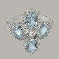 thumbnail image 5 of LBG British Made 18k White Gold Natural Diamond & Aquamarine Womens Statement Ring - 33 size options - Size 10.75, 5 of 6