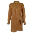 thumbnail image 4 of Women's Printed Button Down Collar Tie Waist Shirt Dress X-Small, 4 of 5